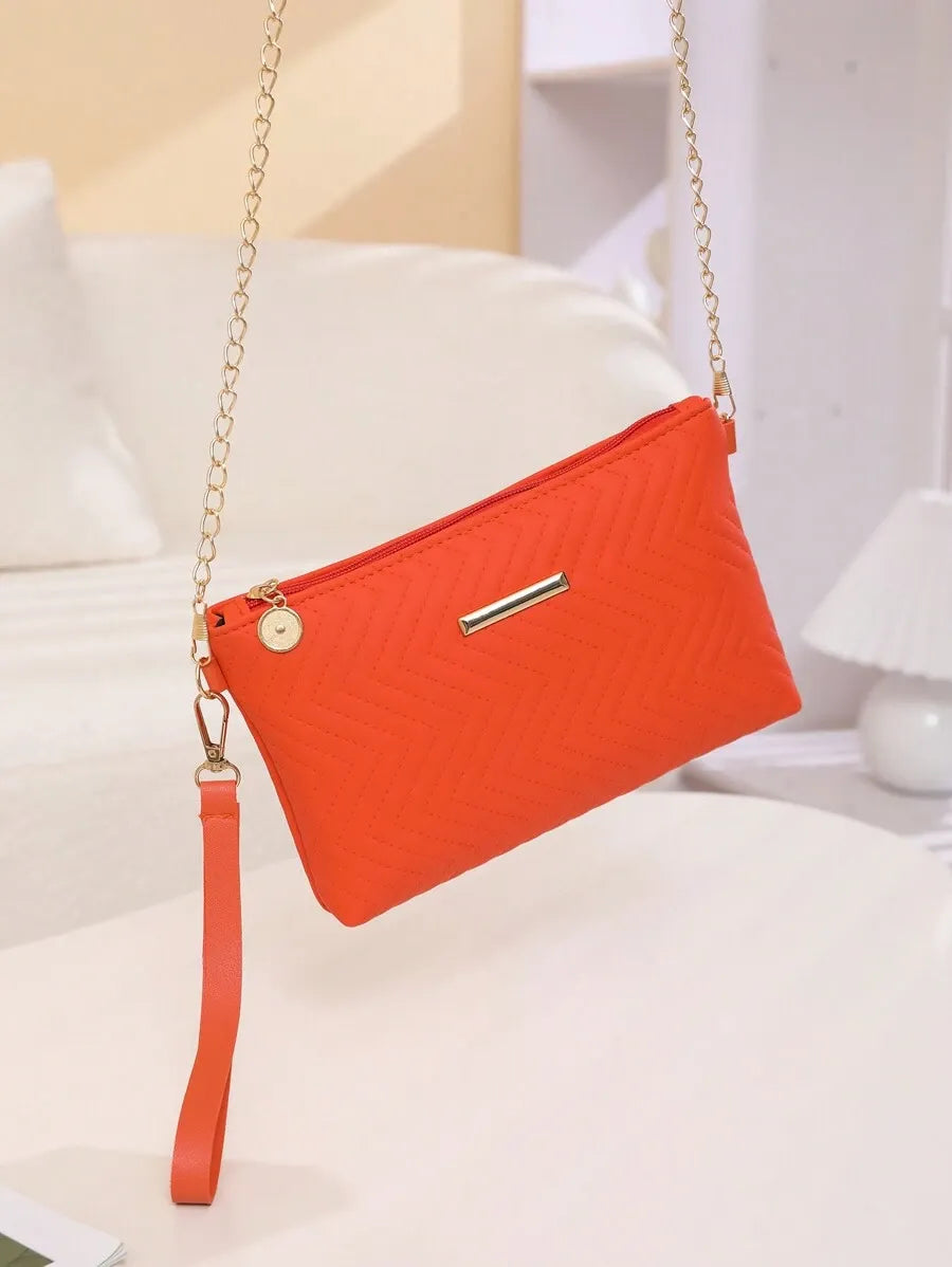 Women's Mini Brick Style Solid Color Shoulder Bag Minimalist Plain Clutch Crossbody Purse With Chain Strap Casual Travel Fashion Bag