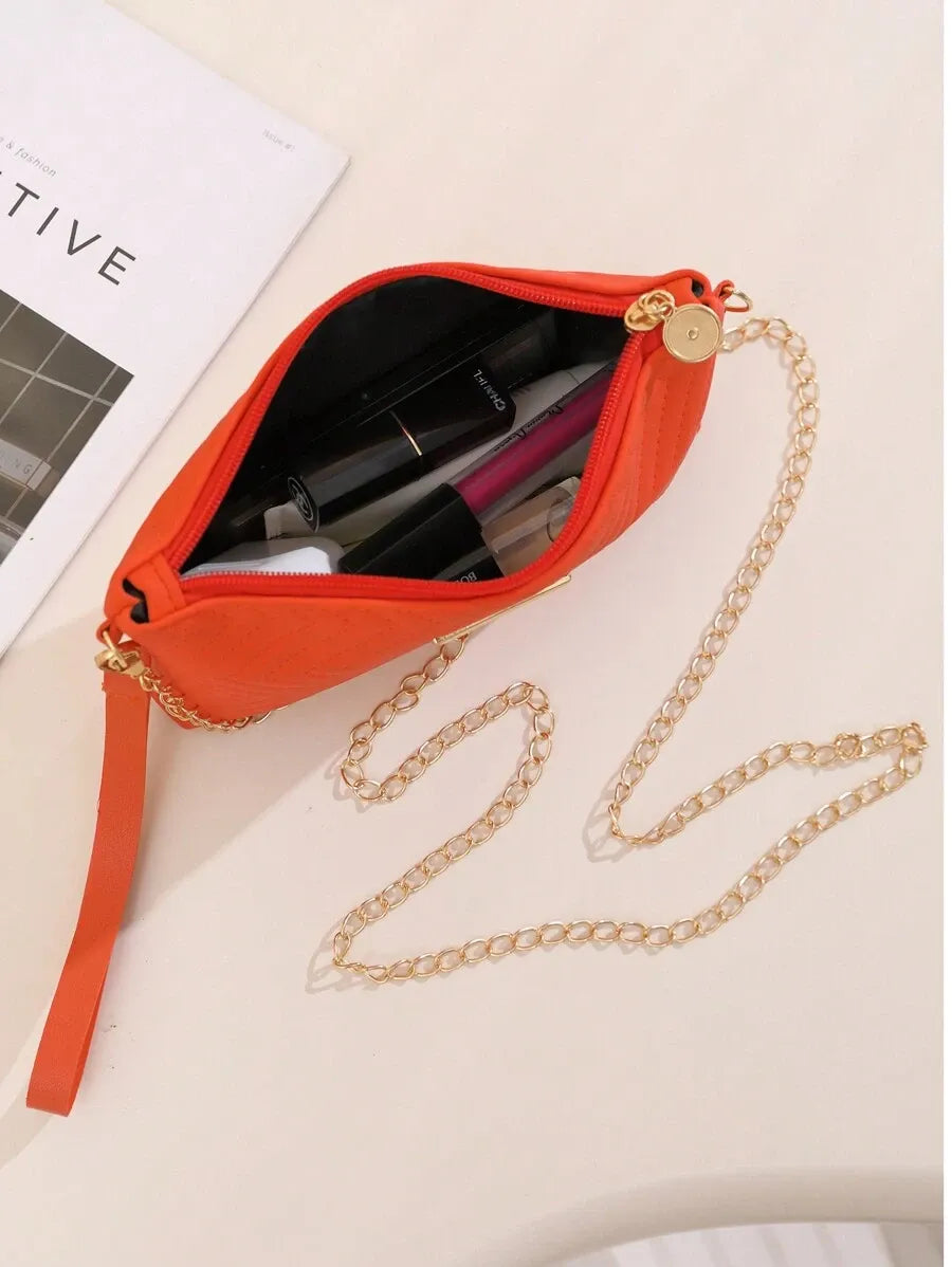 Women's Mini Brick Style Solid Color Shoulder Bag Minimalist Plain Clutch Crossbody Purse With Chain Strap Casual Travel Fashion Bag