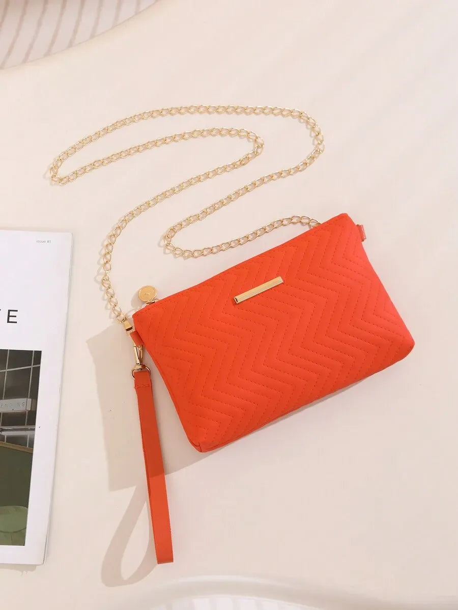 Women's Mini Brick Style Solid Color Shoulder Bag Minimalist Plain Clutch Crossbody Purse With Chain Strap Casual Travel Fashion Bag