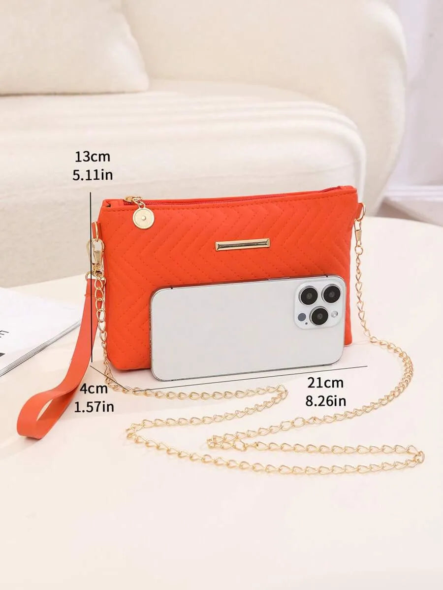 Women's Mini Brick Style Solid Color Shoulder Bag Minimalist Plain Clutch Crossbody Purse With Chain Strap Casual Travel Fashion Bag