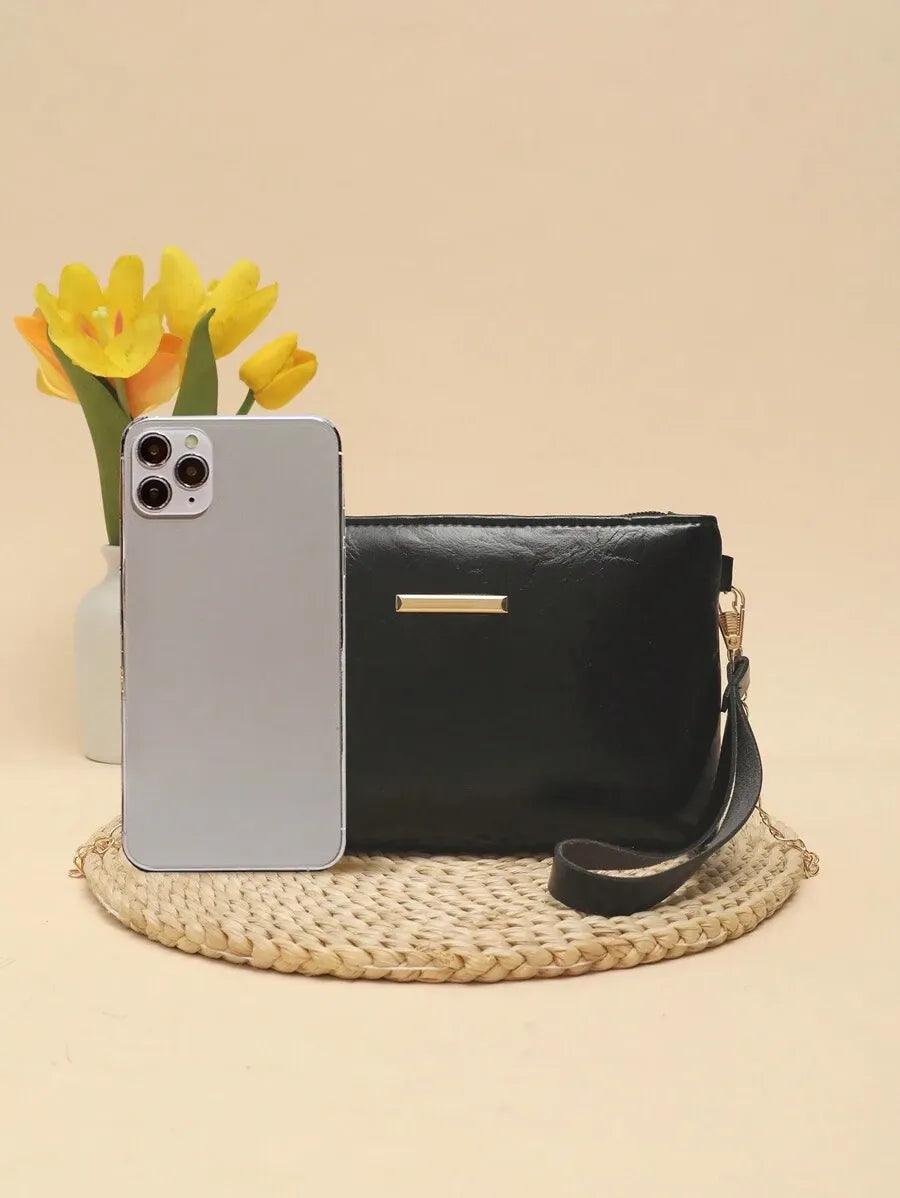 Women's Mini Brick Style Solid Color Shoulder Bag Minimalist Plain Clutch Crossbody Purse With Chain Strap Casual Travel Fashion Bag