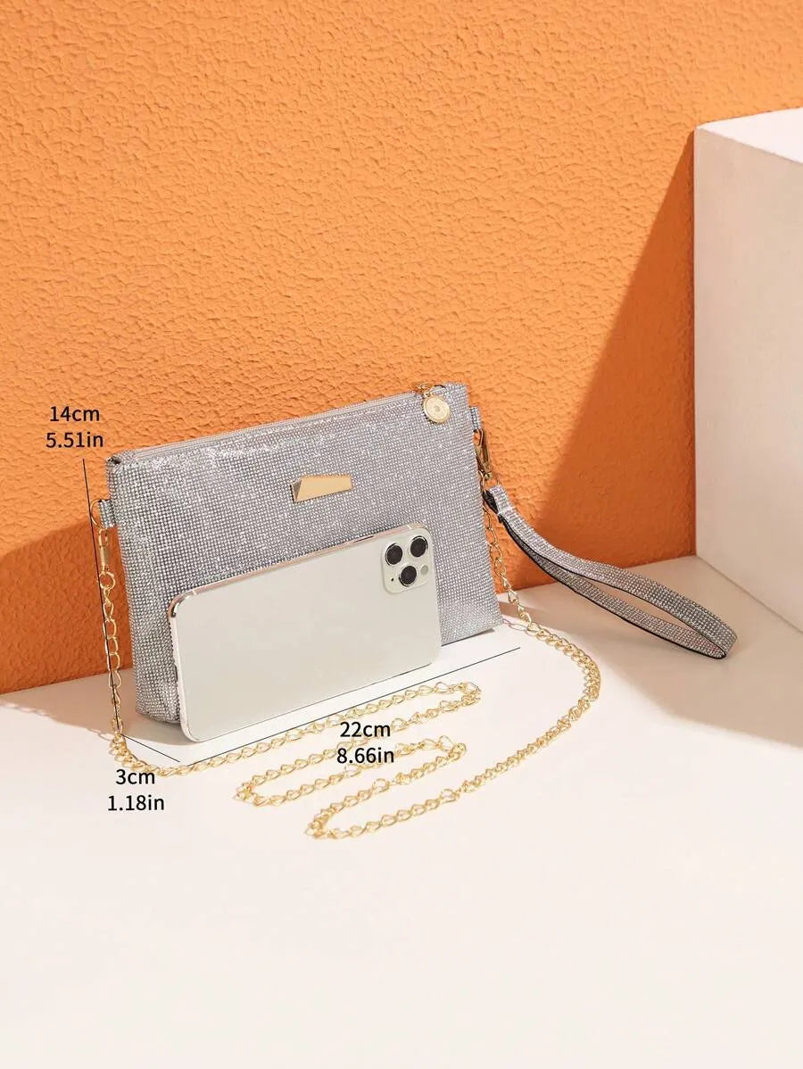 Women's Mini Brick Style Solid Color Shoulder Bag Minimalist Plain Clutch Crossbody Purse With Chain Strap Casual Travel Fashion Bag