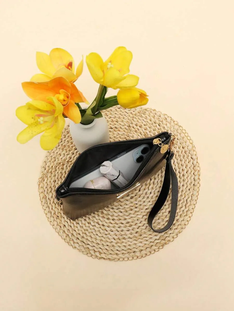 Women's Mini Brick Style Solid Color Shoulder Bag Minimalist Plain Clutch Crossbody Purse With Chain Strap Casual Travel Fashion Bag