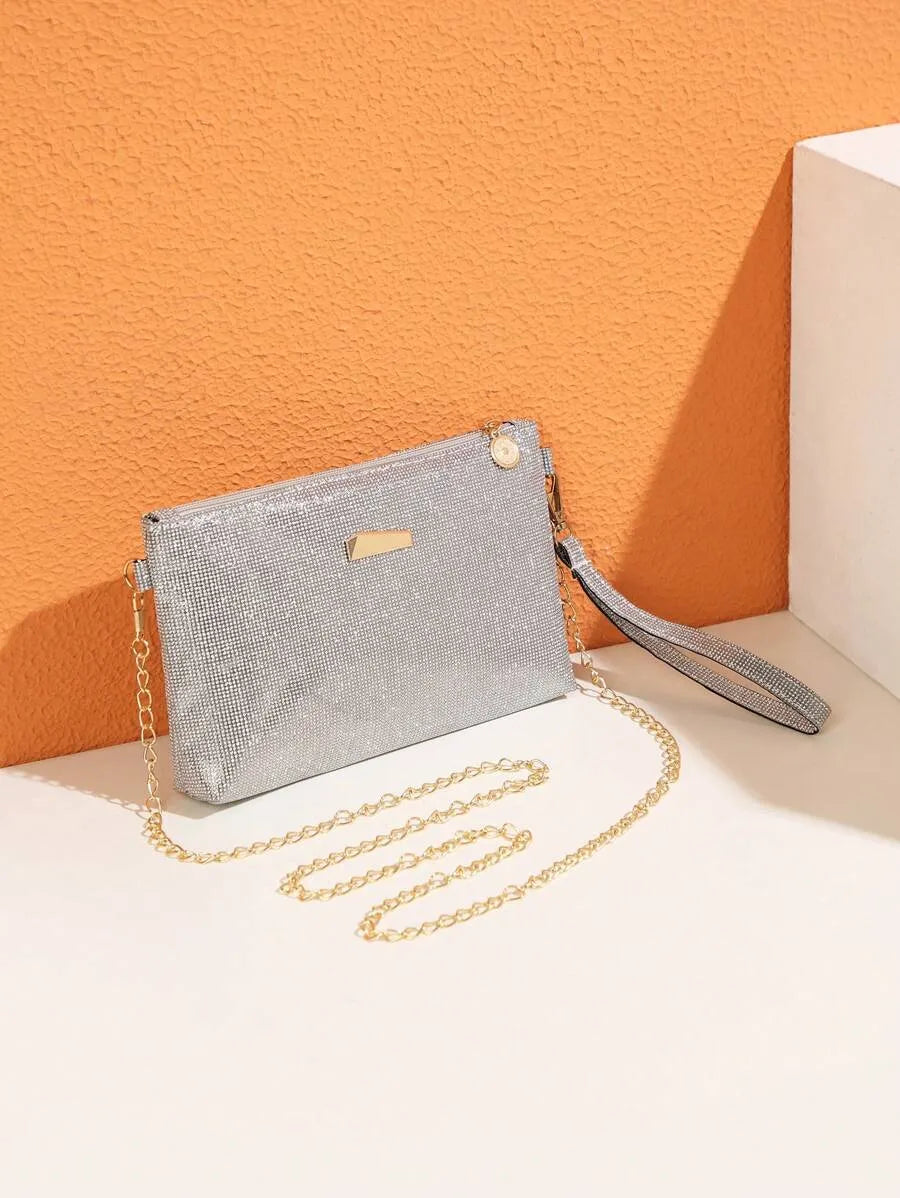 Women's Mini Brick Style Solid Color Shoulder Bag Minimalist Plain Clutch Crossbody Purse With Chain Strap Casual Travel Fashion Bag