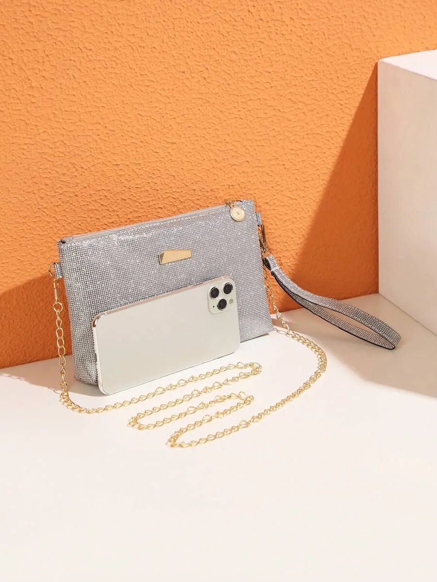 Women's Mini Brick Style Solid Color Shoulder Bag Minimalist Plain Clutch Crossbody Purse With Chain Strap Casual Travel Fashion Bag