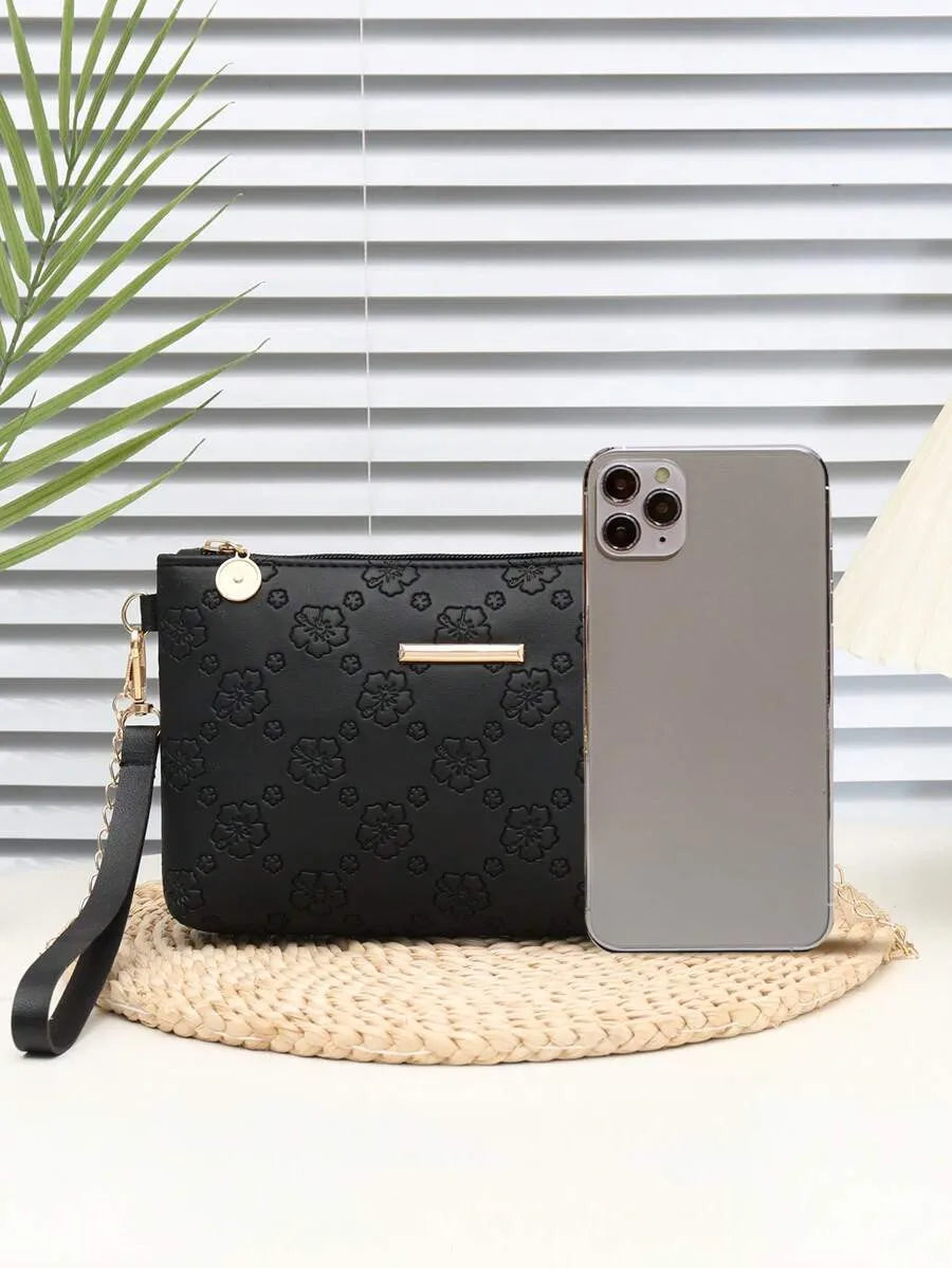 Women's Mini Solid Color PU Wavy Textured Shoulder Handbag With Chain Strap Elegant Crossbody Purse Casual Daily Small Fashion Bag