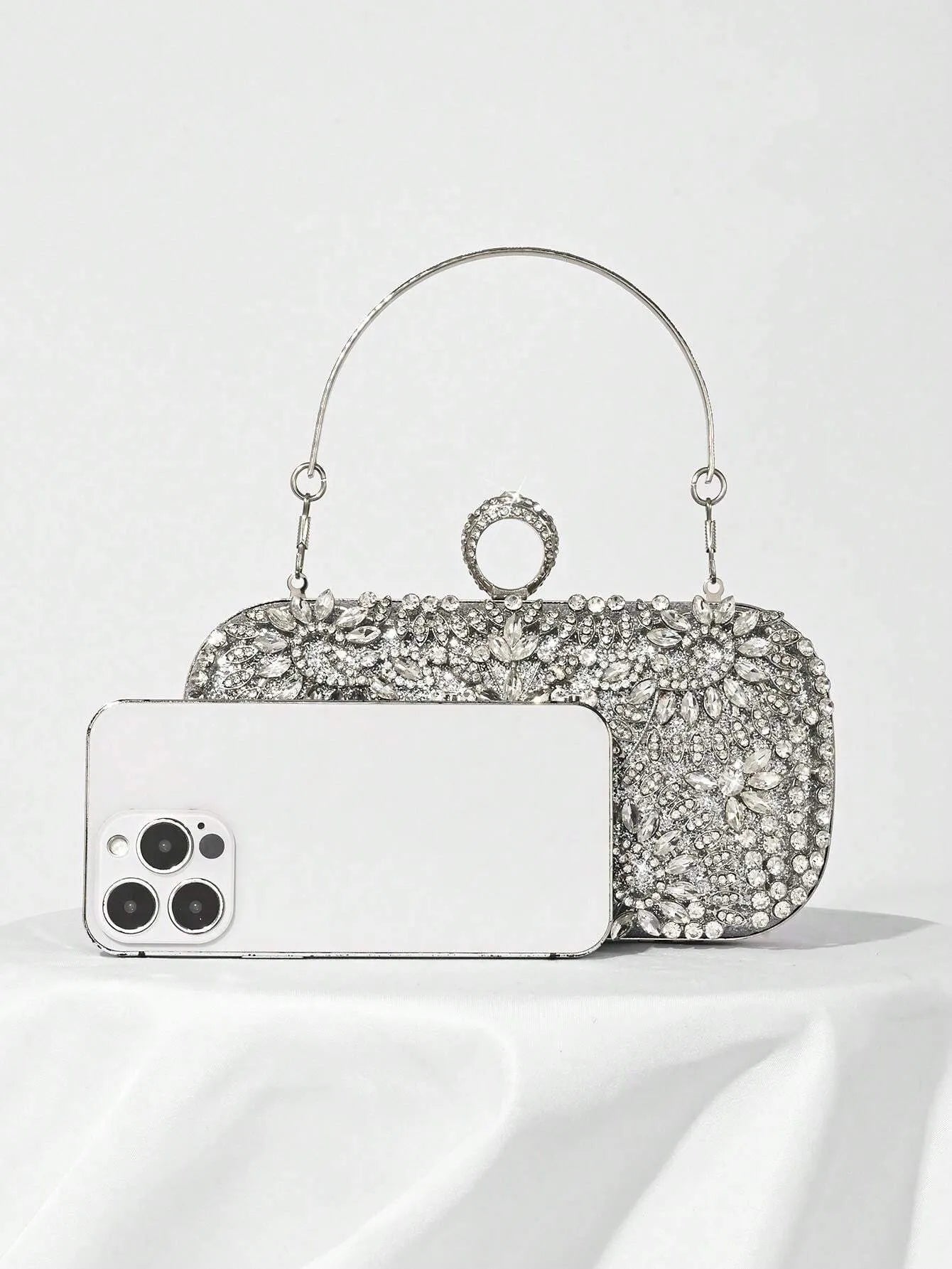 Women's Rhinestone Decor Evening Clutch Bag Party Handbag Wedding Bridal Prom Dinner Banquet Purse Elegant Formal Dress Prom Accessories