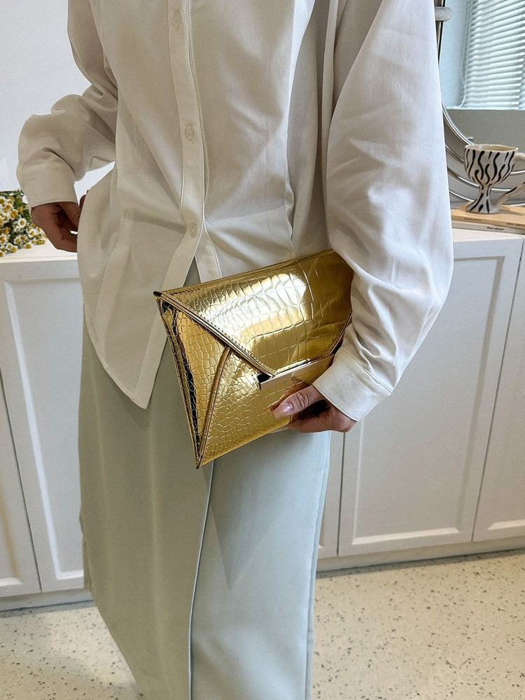 Women's Crocodile Print Snake Print Solid Color PU Clutch Envelope Bag Minimalist Fashion Handbag Casual Evening Party Purse For Women