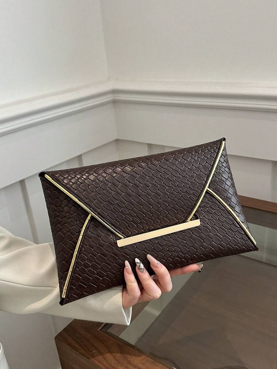 Women's Crocodile Print Snake Print Solid Color PU Clutch Envelope Bag Minimalist Fashion Handbag Casual Evening Party Purse For Women
