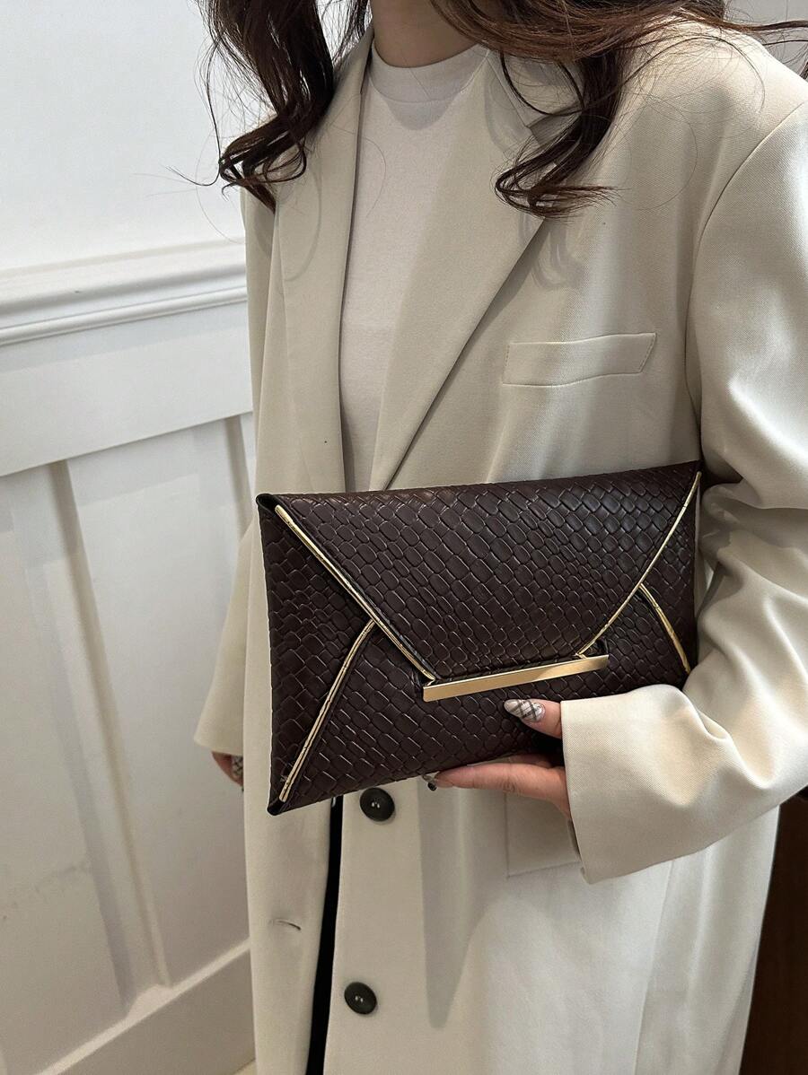 Women's Crocodile Print Snake Print Solid Color PU Clutch Envelope Bag Minimalist Fashion Handbag Casual Evening Party Purse For Women