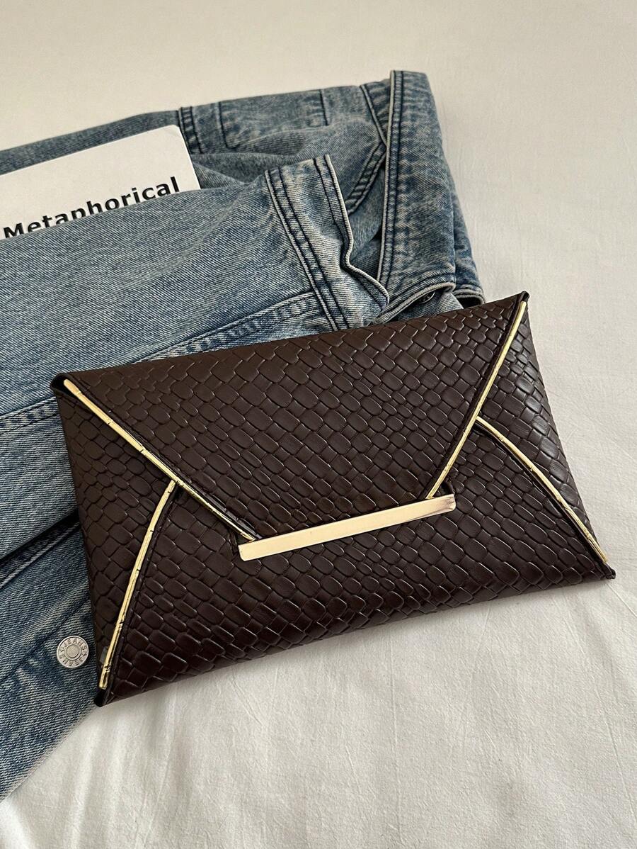 Women's Crocodile Print Snake Print Solid Color PU Clutch Envelope Bag Minimalist Fashion Handbag Casual Evening Party Purse For Women
