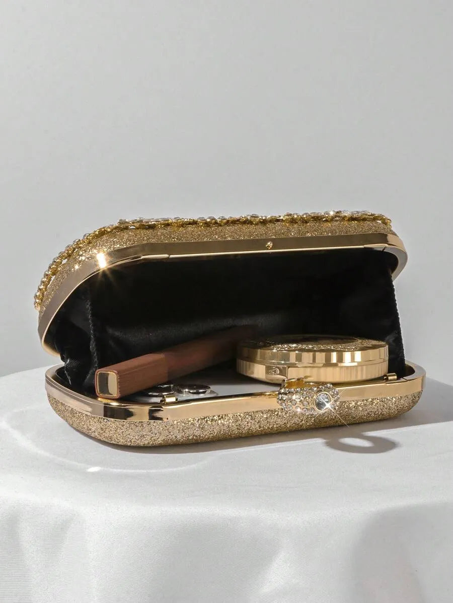 Women's Rhinestone Decor Evening Clutch Bag Party Handbag Wedding Bridal Prom Dinner Banquet Purse Elegant Formal Dress Prom Accessories