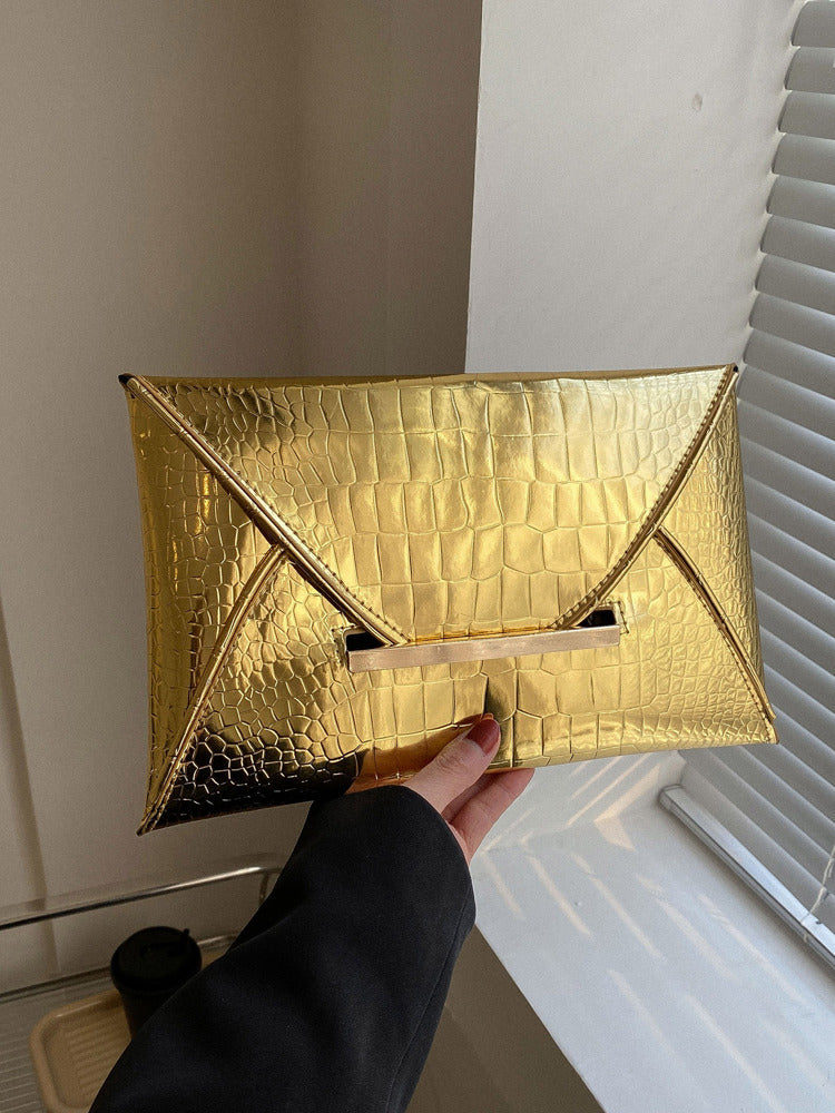 Women's Crocodile Print Snake Print Solid Color PU Clutch Envelope Bag Minimalist Fashion Handbag Casual Evening Party Purse For Women