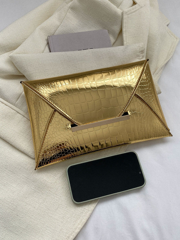 Women's Crocodile Print Snake Print Solid Color PU Clutch Envelope Bag Minimalist Fashion Handbag Casual Evening Party Purse For Women