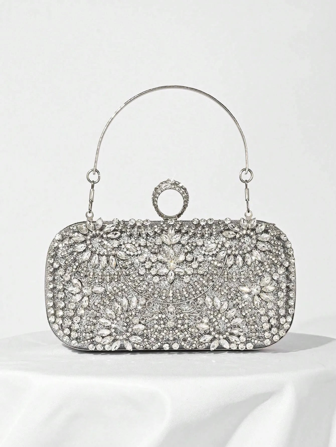 Women's Rhinestone Decor Evening Clutch Bag Party Handbag Wedding Bridal Prom Dinner Banquet Purse Elegant Formal Dress Prom Accessories