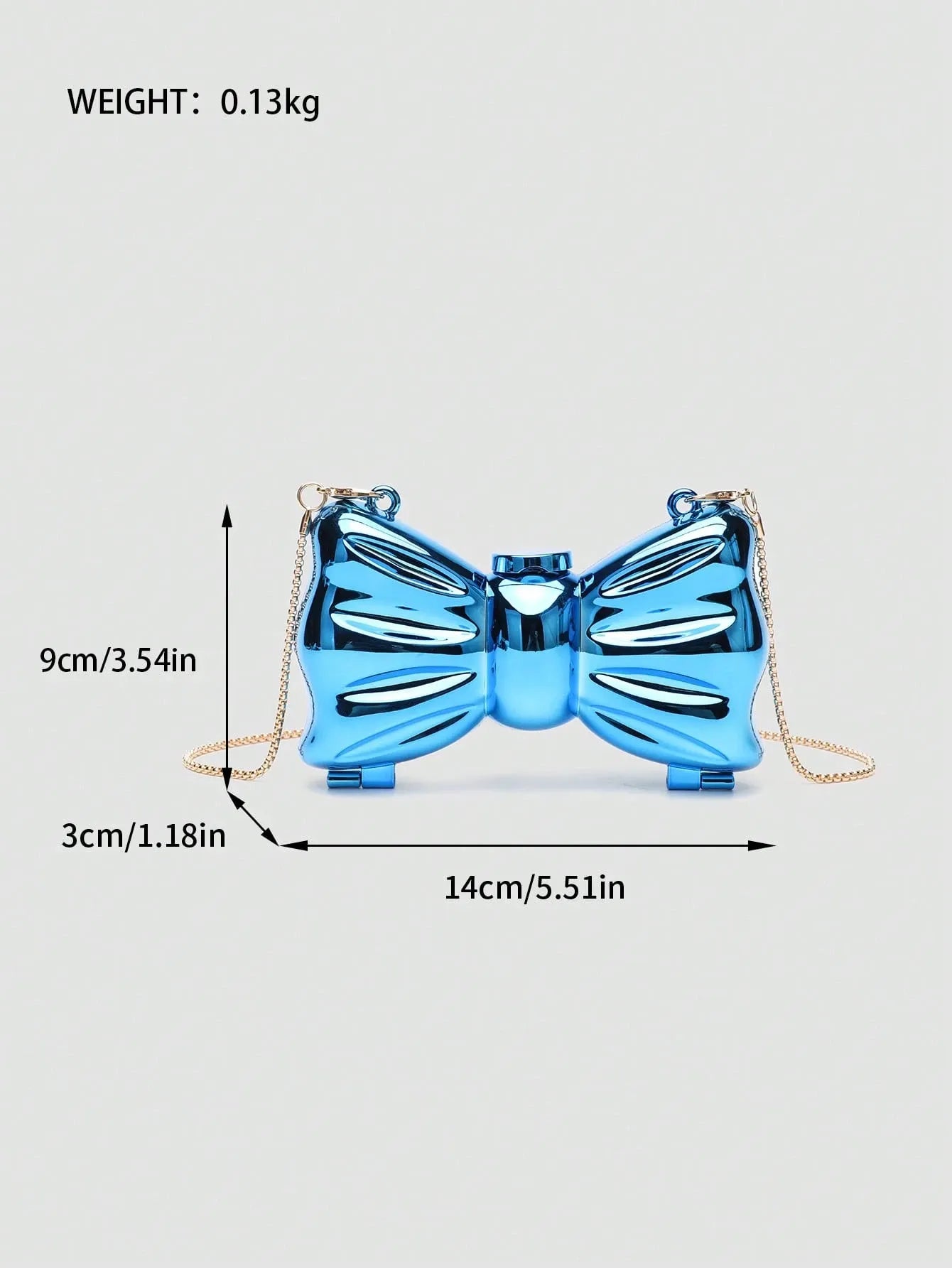 Women's Mini Metallic Acrylic Bowknot Clutch Bag With Chain Multifunction Cosmetic Jewelry Storage Purse Party Wedding Crossbody Coin Bag