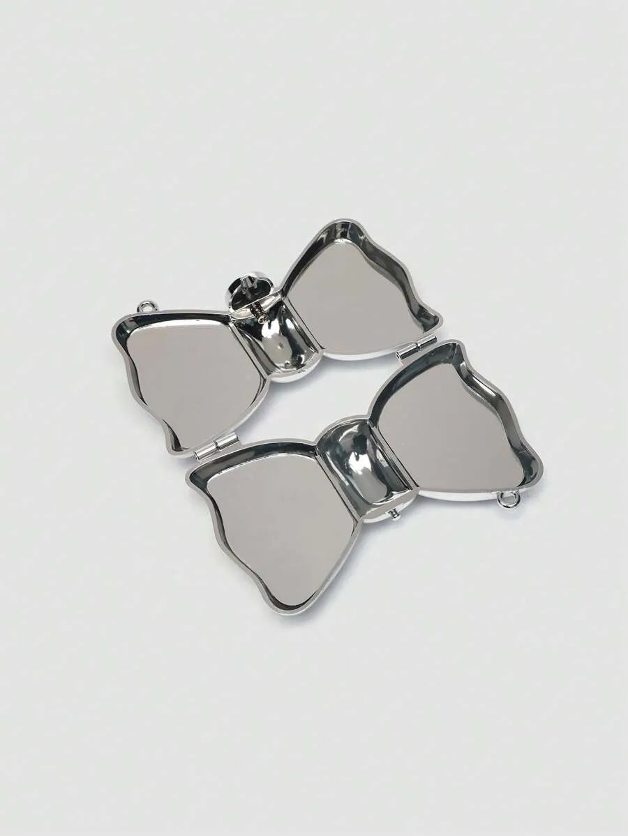 Women's Mini Metallic Acrylic Bowknot Clutch Bag With Chain Multifunction Cosmetic Jewelry Storage Purse Party Wedding Crossbody Coin Bag