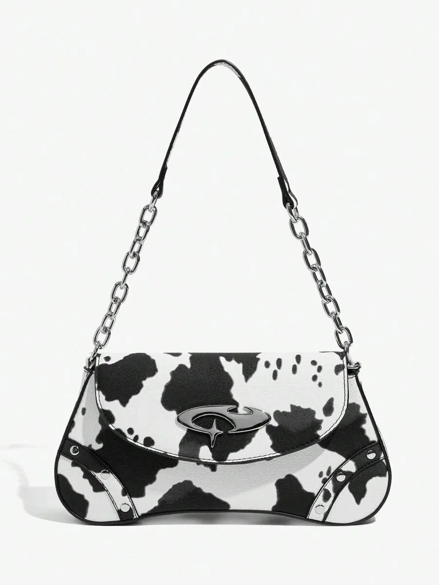 Women's Shoulder Hobo Bag With Metal Chain Strap Retro Y2K Vintage Fashion Icon Style Versatile Casual Street Crossbody Purse For Women