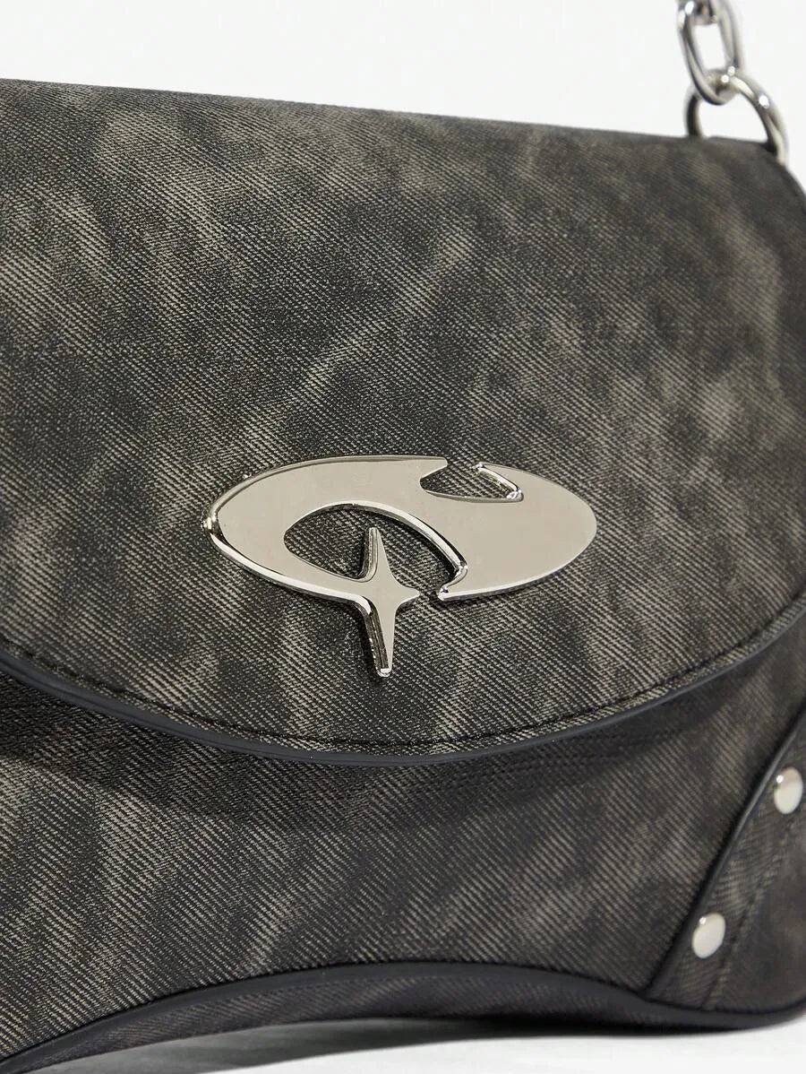 Women's Shoulder Hobo Bag With Metal Chain Strap Retro Y2K Vintage Fashion Icon Style Versatile Casual Street Crossbody Purse For Women