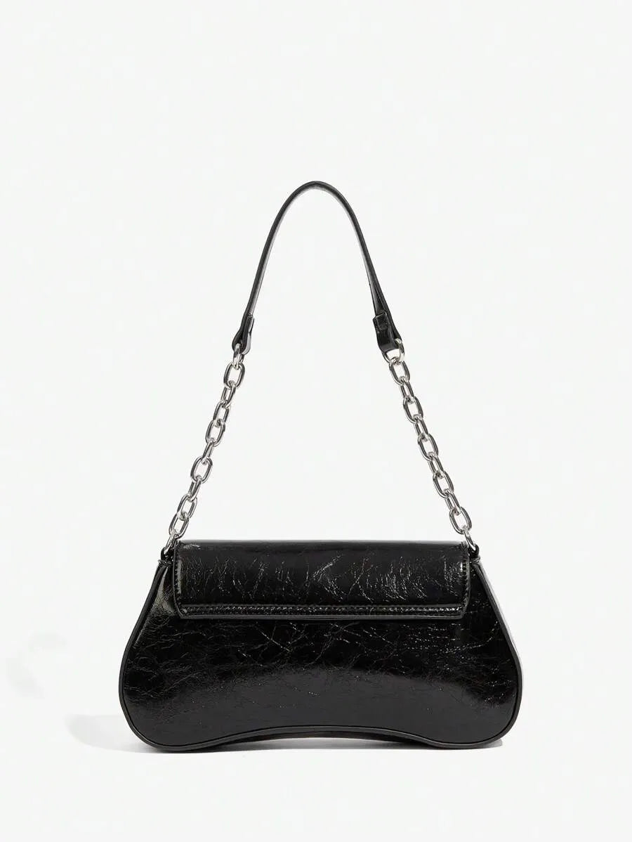 Women's Shoulder Hobo Bag With Metal Chain Strap Retro Y2K Vintage Fashion Icon Style Versatile Casual Street Crossbody Purse For Women