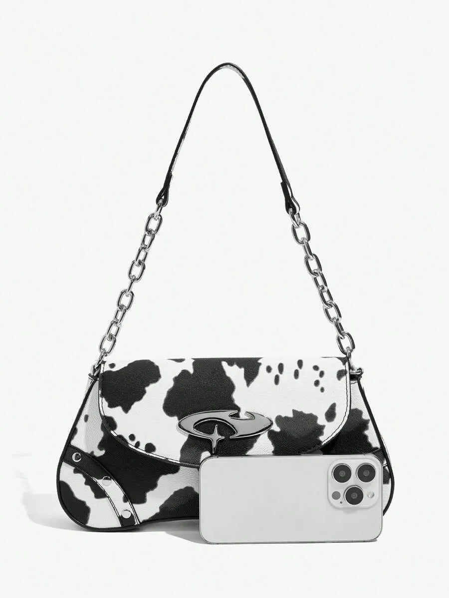 Women's Shoulder Hobo Bag With Metal Chain Strap Retro Y2K Vintage Fashion Icon Style Versatile Casual Street Crossbody Purse For Women