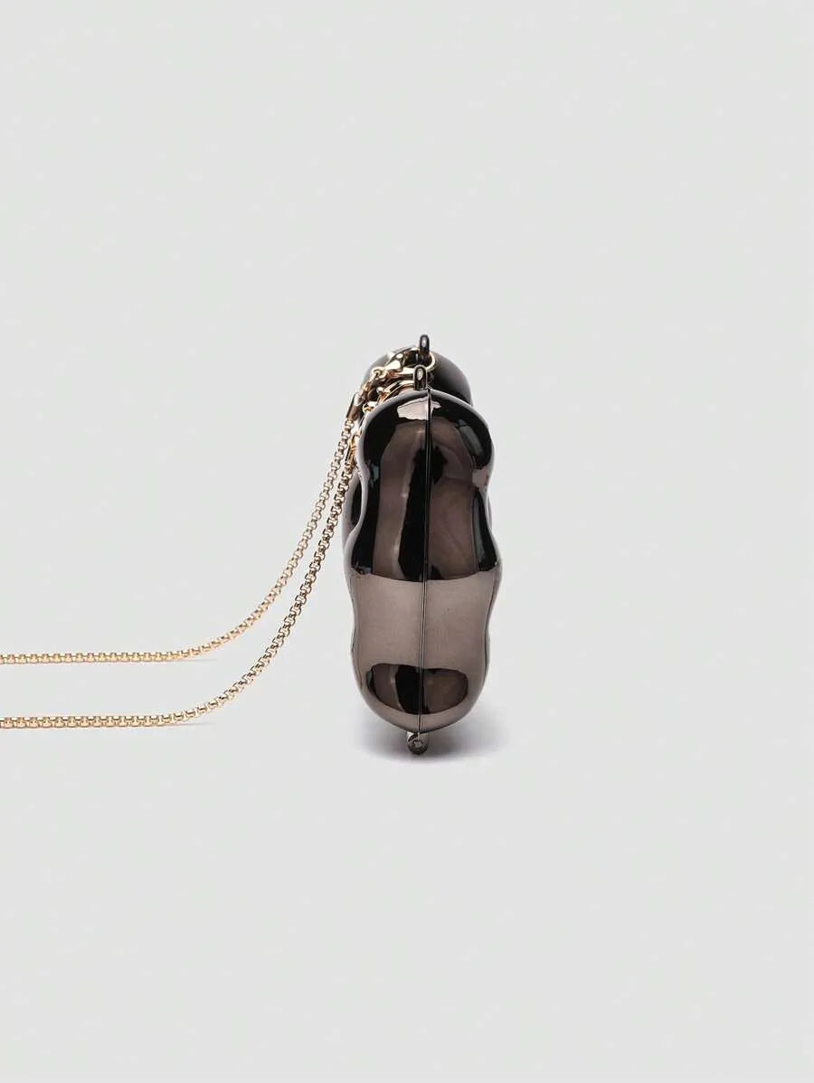 Women's Mini Metallic Acrylic Bowknot Clutch Bag With Chain Multifunction Cosmetic Jewelry Storage Purse Party Wedding Crossbody Coin Bag