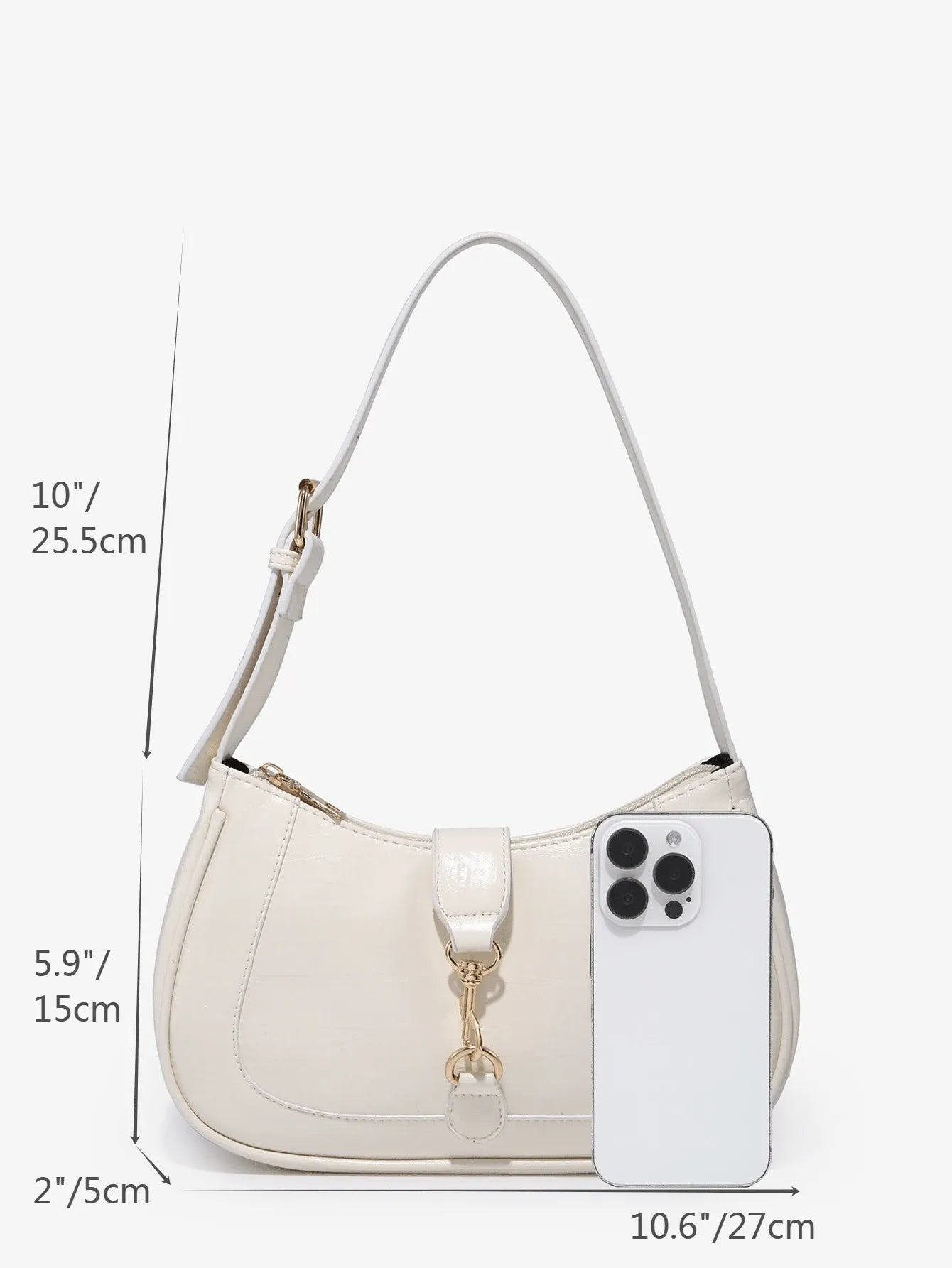 Women's Retro Crescent Shoulder Bag With Hook Decor Adjustable Strap Novachic Minimalist Crossbody Purse For Date Outing Party Casual