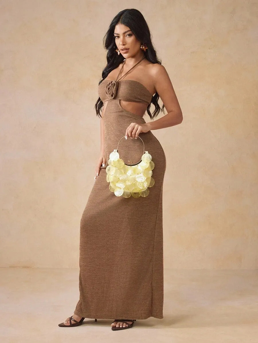 Women's Top Handle Bag With Metal Shell Decor Fashion Elegant Versatile Personalized Shoulder Purse Casual Beach Vacation Holiday Outfit