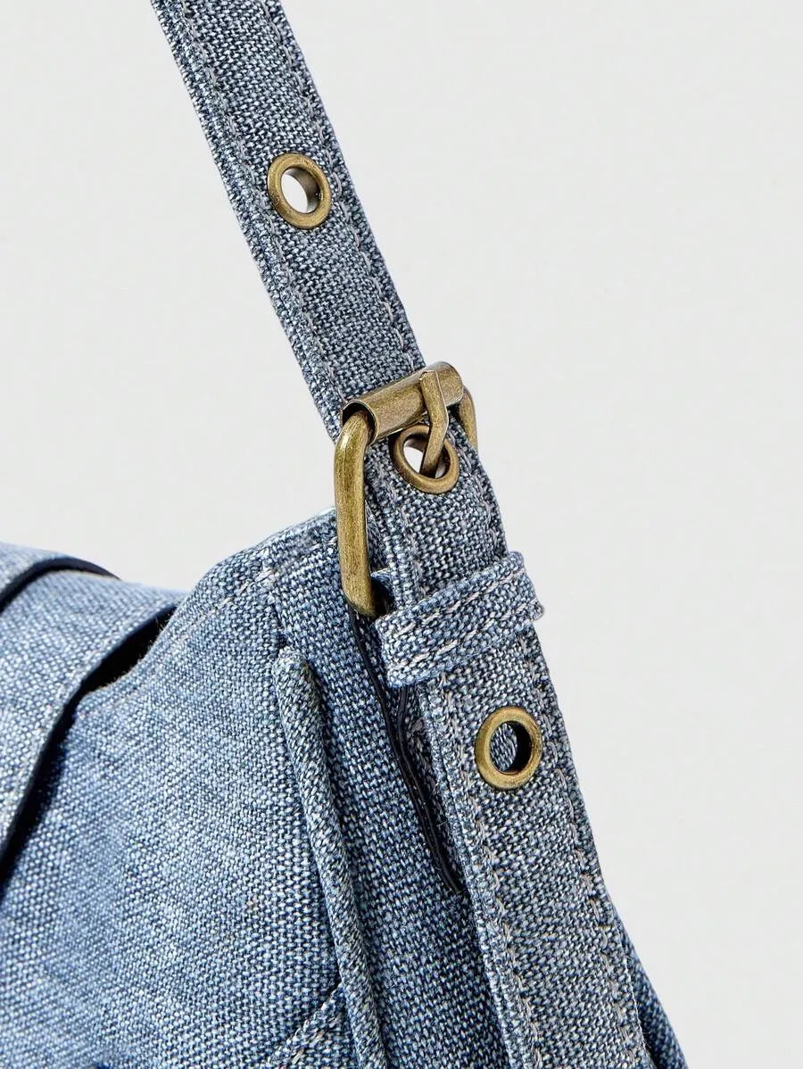 Women's Retro Solid Color Grunge Punk Fashion Handbag Daily Commute Casual Tote Purse Versatile Crossbody Bag Travel Shoulder Bag