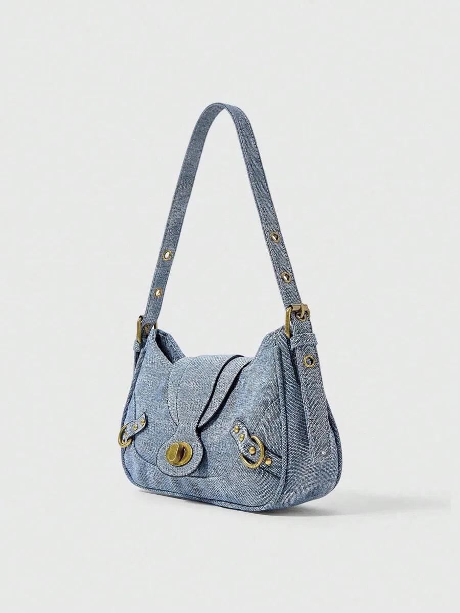 Women's Retro Solid Color Grunge Punk Fashion Handbag Daily Commute Casual Tote Purse Versatile Crossbody Bag Travel Shoulder Bag