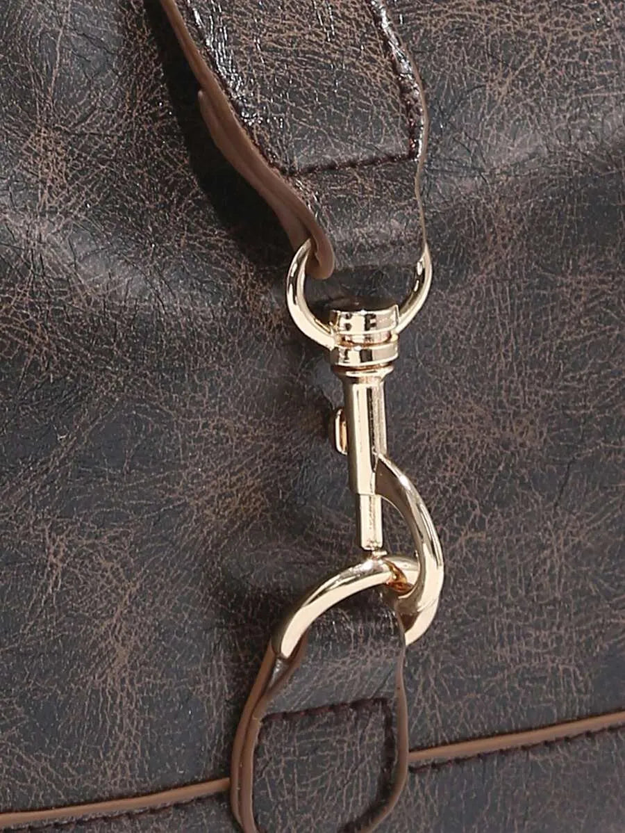 Women's Retro Crescent Shoulder Bag With Hook Decor Adjustable Strap Novachic Minimalist Crossbody Purse For Date Outing Party Casual