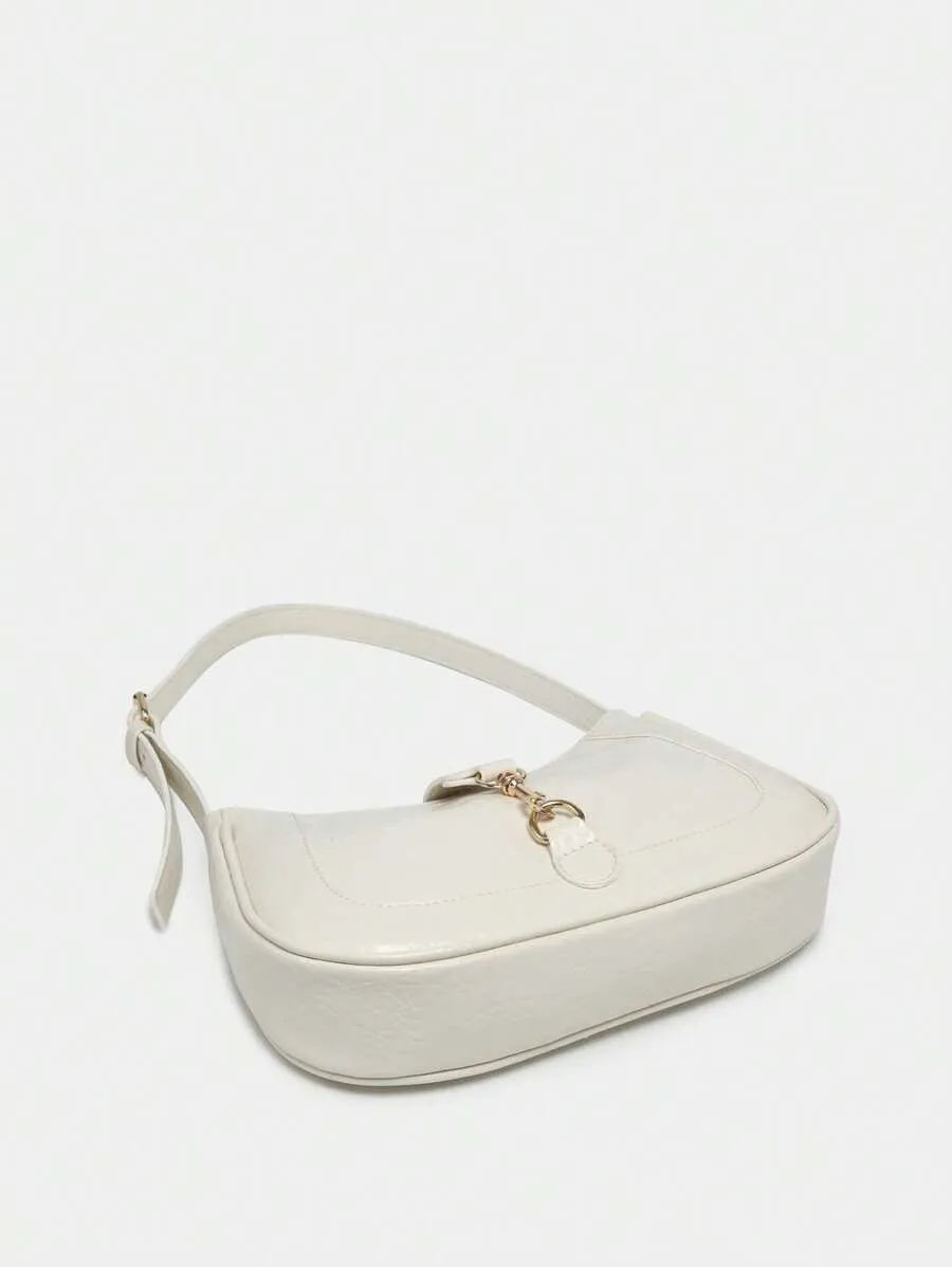 Women's Retro Crescent Shoulder Bag With Hook Decor Adjustable Strap Novachic Minimalist Crossbody Purse For Date Outing Party Casual