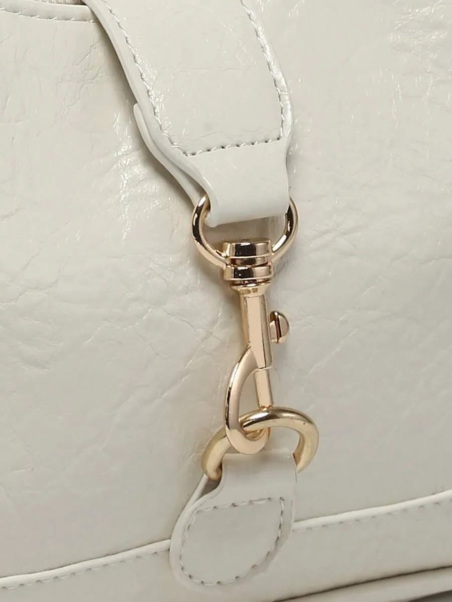 Women's Retro Crescent Shoulder Bag With Hook Decor Adjustable Strap Novachic Minimalist Crossbody Purse For Date Outing Party Casual