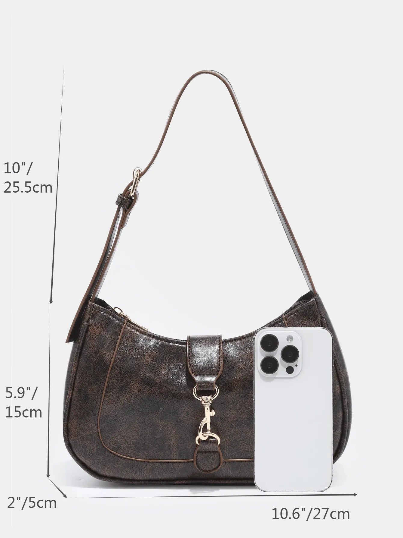 Women's Retro Crescent Shoulder Bag With Hook Decor Adjustable Strap Novachic Minimalist Crossbody Purse For Date Outing Party Casual