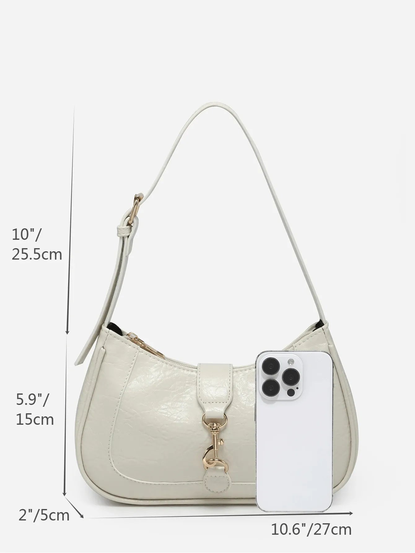 Women's Retro Crescent Shoulder Bag With Hook Decor Adjustable Strap Novachic Minimalist Crossbody Purse For Date Outing Party Casual