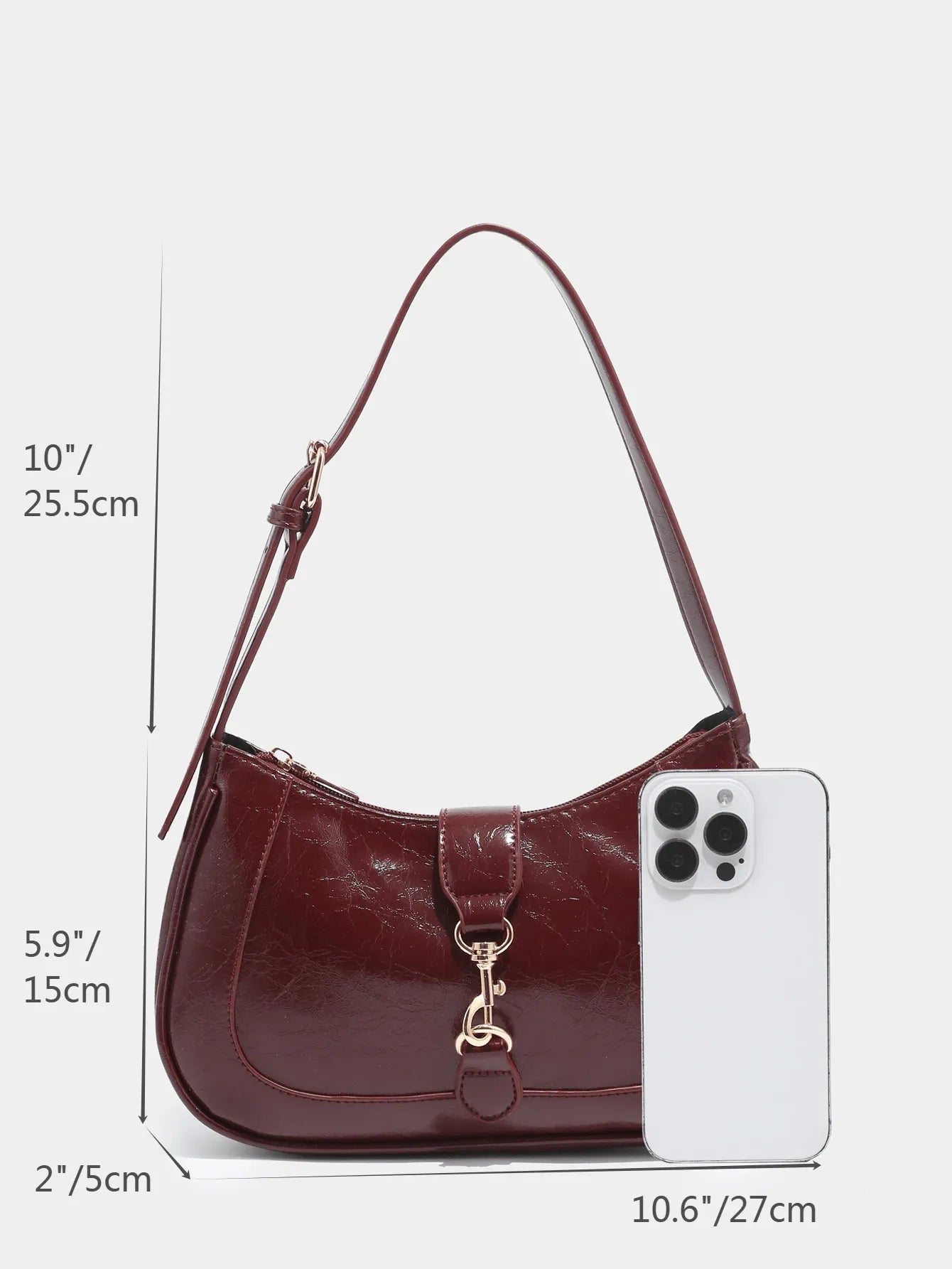Women's Retro Crescent Shoulder Bag With Hook Decor Adjustable Strap Novachic Minimalist Crossbody Purse For Date Outing Party Casual