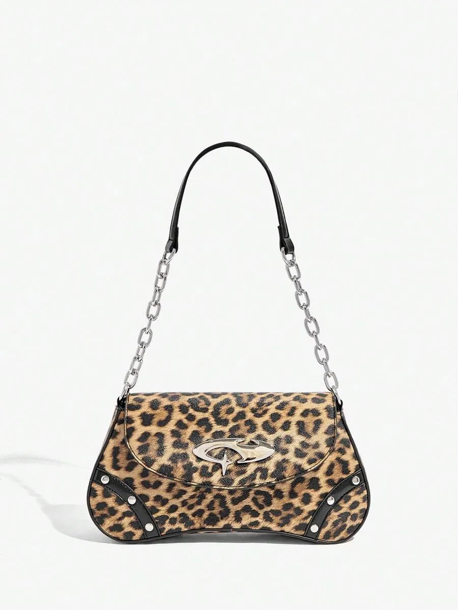 Women's Shoulder Hobo Bag With Metal Chain Strap Retro Y2K Vintage Fashion Icon Style Versatile Casual Street Crossbody Purse For Women