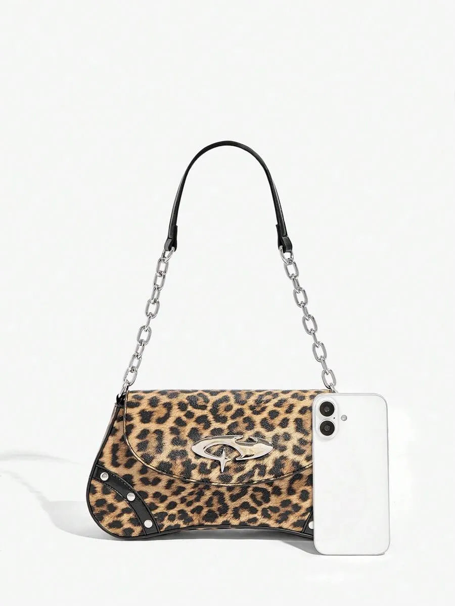 Women's Shoulder Hobo Bag With Metal Chain Strap Retro Y2K Vintage Fashion Icon Style Versatile Casual Street Crossbody Purse For Women