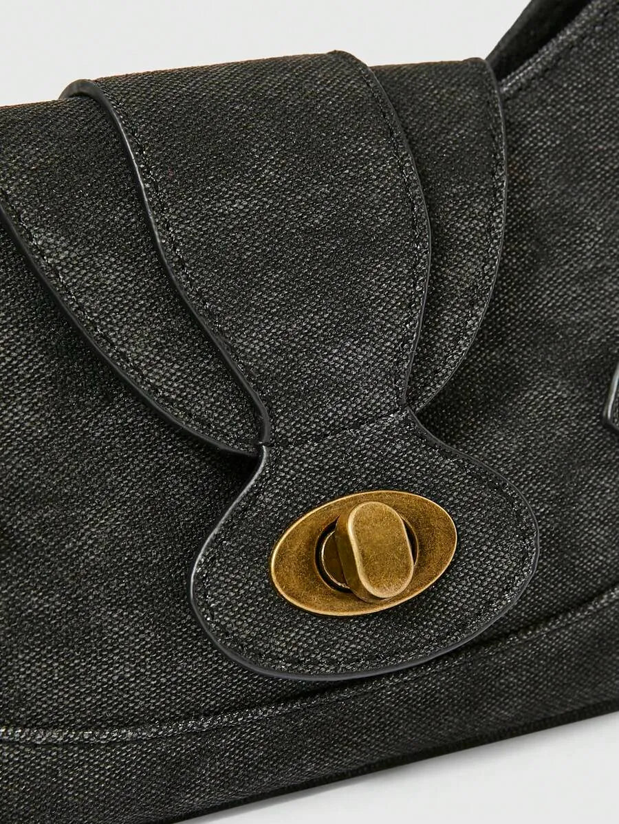 Women's Retro Solid Color Grunge Punk Fashion Handbag Daily Commute Casual Tote Purse Versatile Crossbody Bag Travel Shoulder Bag