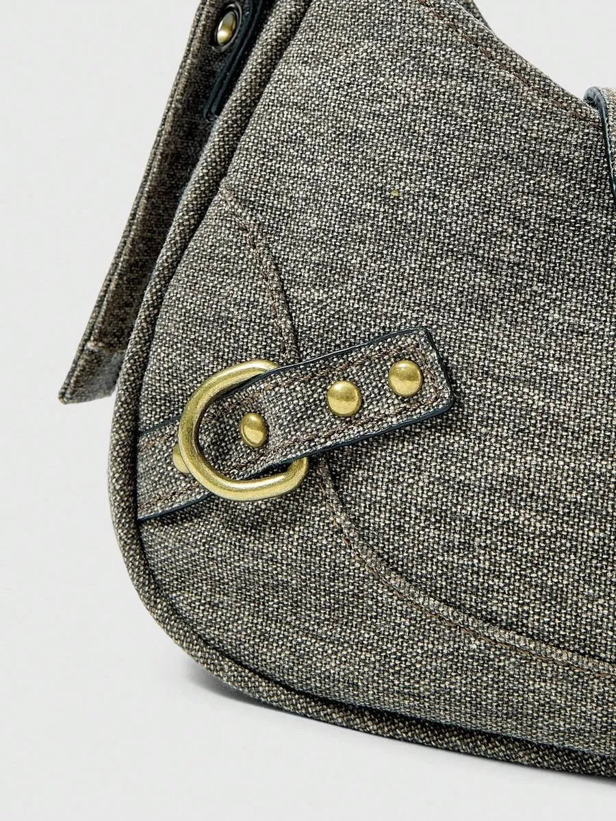 Women's Retro Solid Color Grunge Punk Fashion Handbag Daily Commute Casual Tote Purse Versatile Crossbody Bag Travel Shoulder Bag