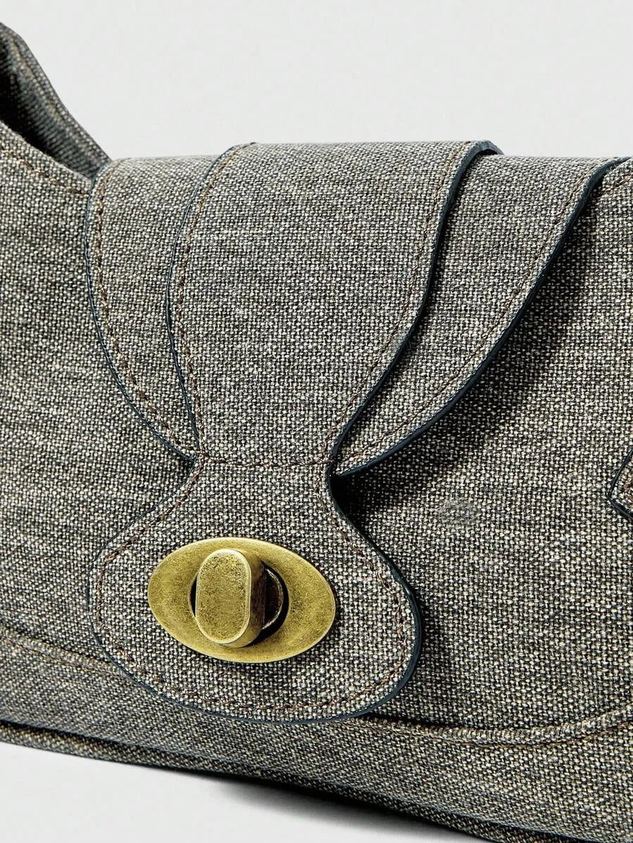 Women's Retro Solid Color Grunge Punk Fashion Handbag Daily Commute Casual Tote Purse Versatile Crossbody Bag Travel Shoulder Bag