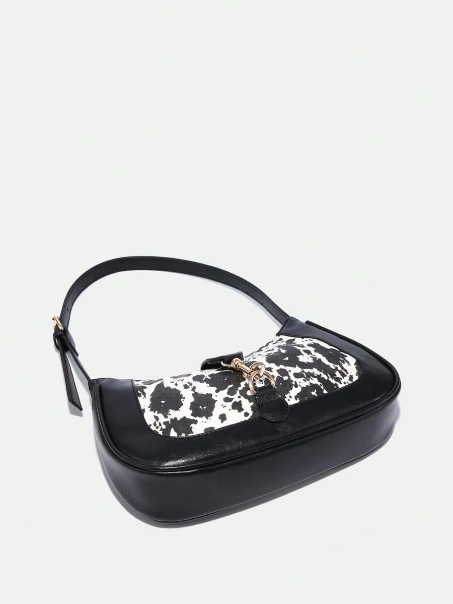 Women's Retro Crescent Shoulder Bag With Hook Decor Adjustable Strap Novachic Minimalist Crossbody Purse For Date Outing Party Casual