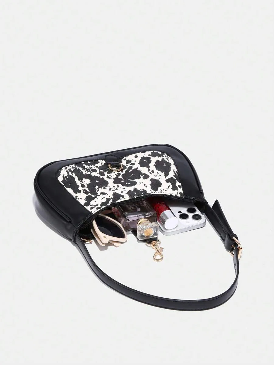 Women's Retro Crescent Shoulder Bag With Hook Decor Adjustable Strap Novachic Minimalist Crossbody Purse For Date Outing Party Casual