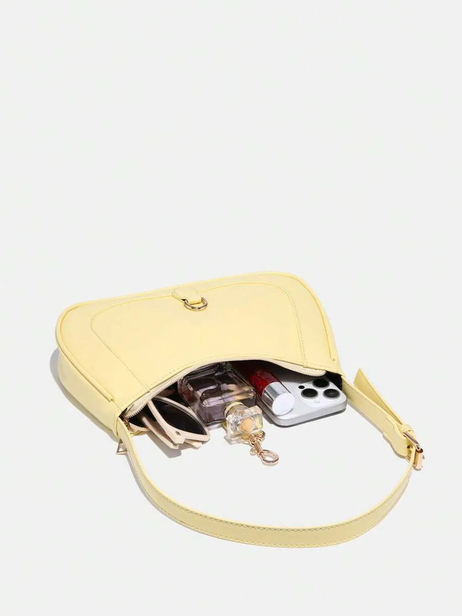 Women's Retro Crescent Shoulder Bag With Hook Decor Adjustable Strap Novachic Minimalist Crossbody Purse For Date Outing Party Casual