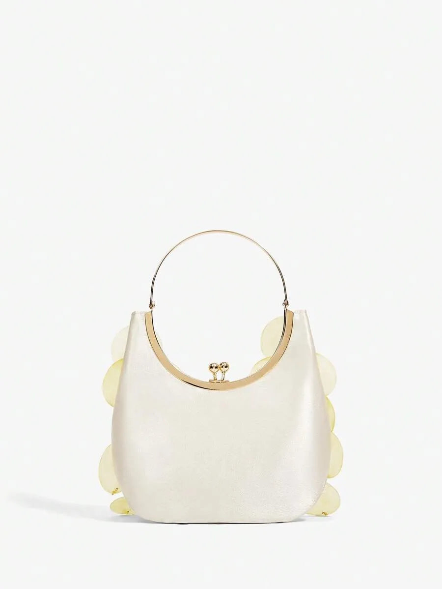 Women's Top Handle Bag With Metal Shell Decor Fashion Elegant Versatile Personalized Shoulder Purse Casual Beach Vacation Holiday Outfit