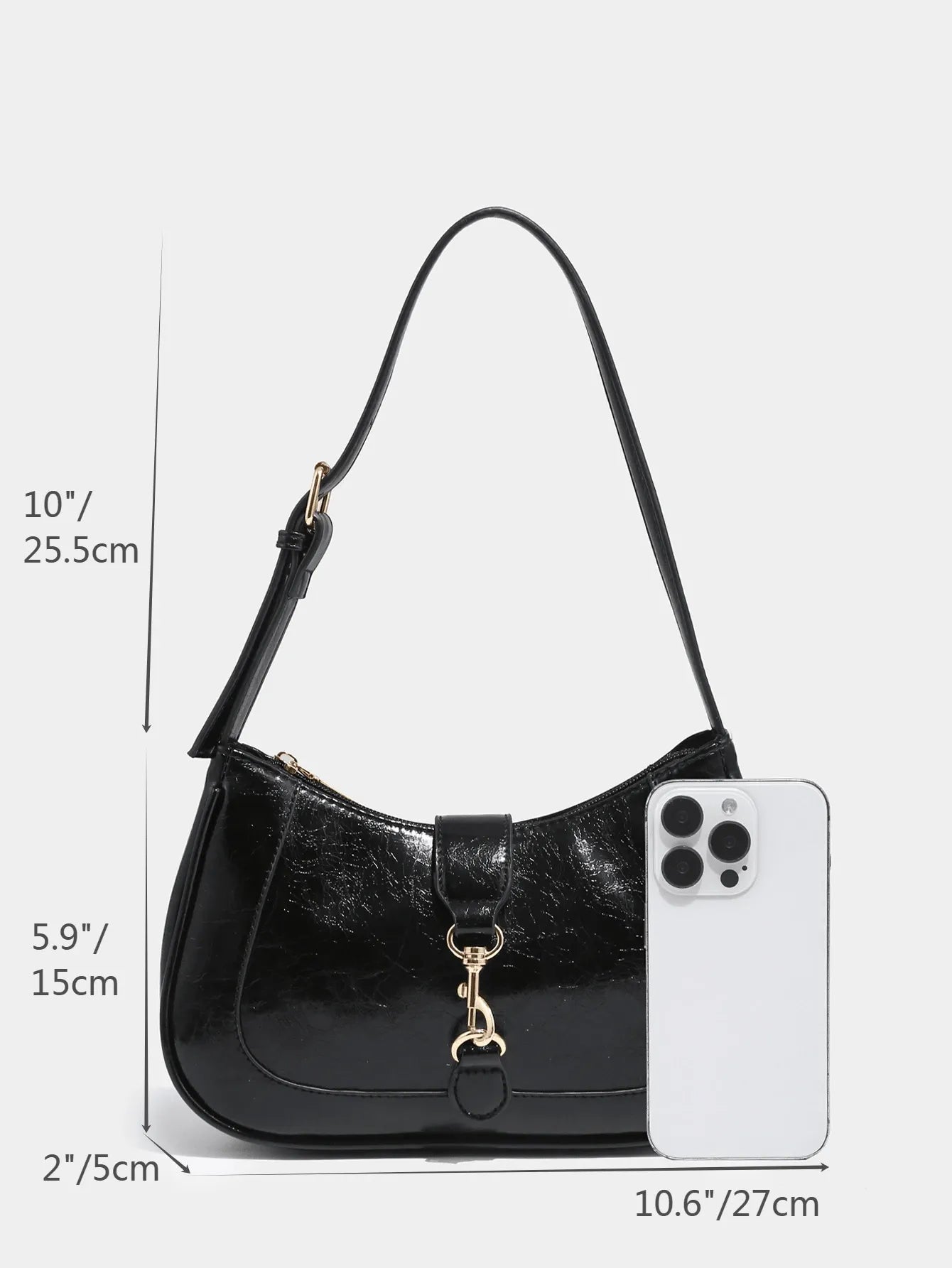 Women's Retro Crescent Shoulder Bag With Hook Decor Adjustable Strap Novachic Minimalist Crossbody Purse For Date Outing Party Casual