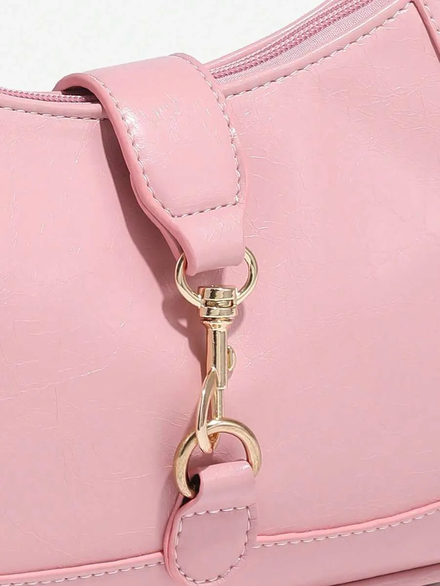 Women's Retro Crescent Shoulder Bag With Hook Decor Adjustable Strap Novachic Minimalist Crossbody Purse For Date Outing Party Casual