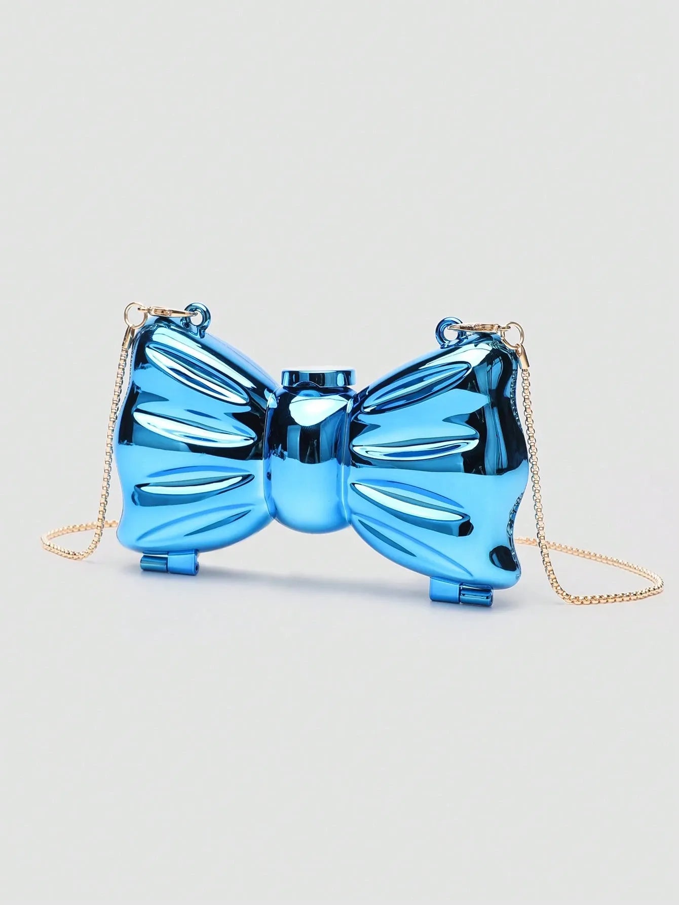Women's Mini Metallic Acrylic Bowknot Clutch Bag With Chain Multifunction Cosmetic Jewelry Storage Purse Party Wedding Crossbody Coin Bag