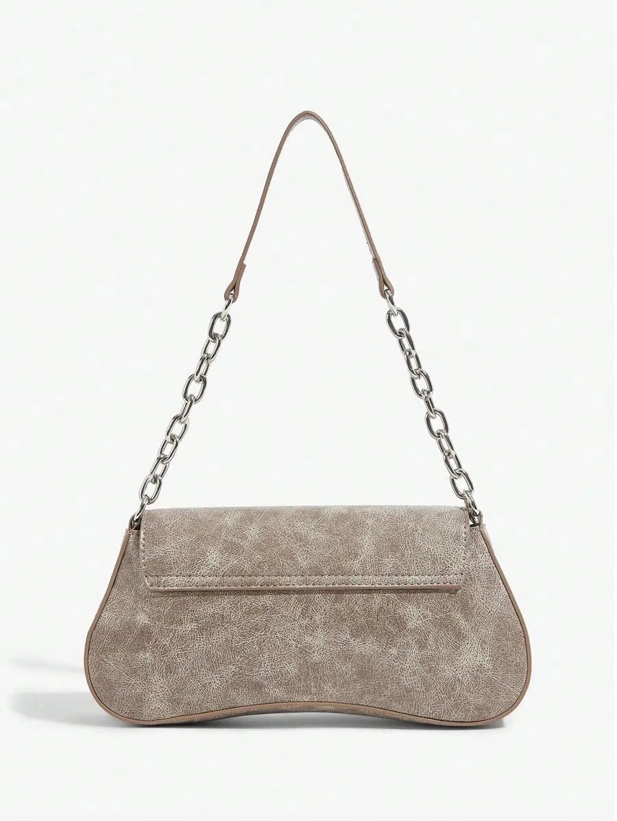 Women's Shoulder Hobo Bag With Metal Chain Strap Retro Y2K Vintage Fashion Icon Style Versatile Casual Street Crossbody Purse For Women