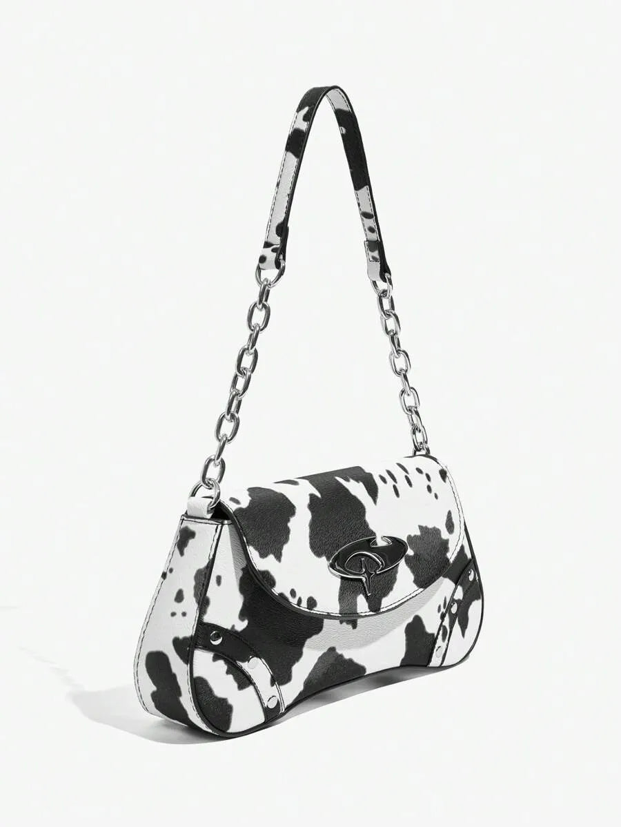 Women's Shoulder Hobo Bag With Metal Chain Strap Retro Y2K Vintage Fashion Icon Style Versatile Casual Street Crossbody Purse For Women